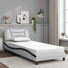 vidaXL Estructura de cama sin colch&oacute;n Hvar cuero sint&eacute;tico blanco y negro