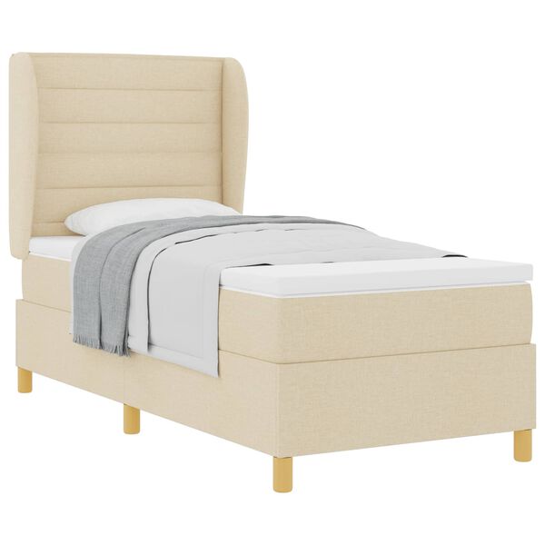vidaXL Cama con Somier y Colch&oacute;n Gris Oscuro 90x190 cm de Tela Crema