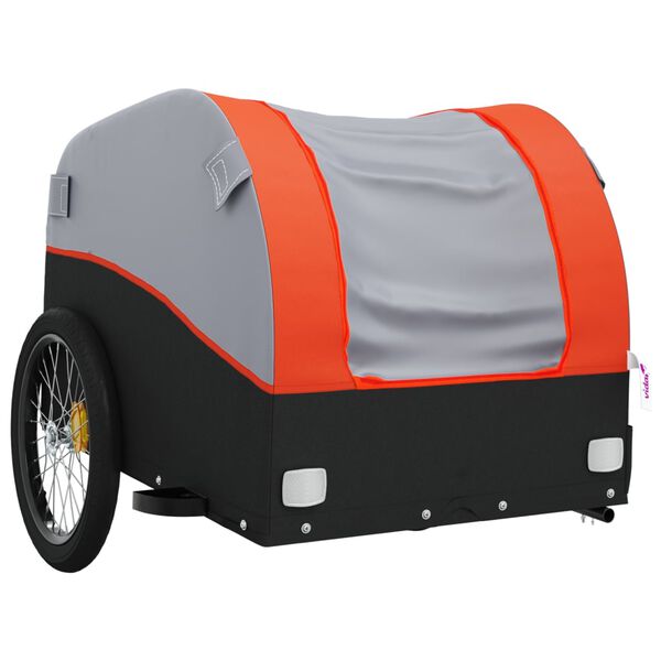 vidaXL Remolque para bicicleta hierro negro y naranja 30 kg