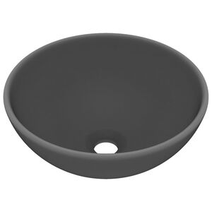 vidaXL Lavabo de lujo redondo cer&aacute;mica gris oscuro mate 32,5x14 cm