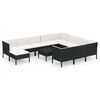 vidaXL Set muebles de jard&iacute;n 12 pzas y cojines rat&aacute;n sint&eacute;tico negro