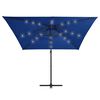 vidaXL Sombrilla voladiza jardín LED palo acero azul azure 250x250 cm