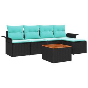 vidaXL Conjunto de sof&aacute;s de jard&iacute;n 6 uds. Negro y Turquesa