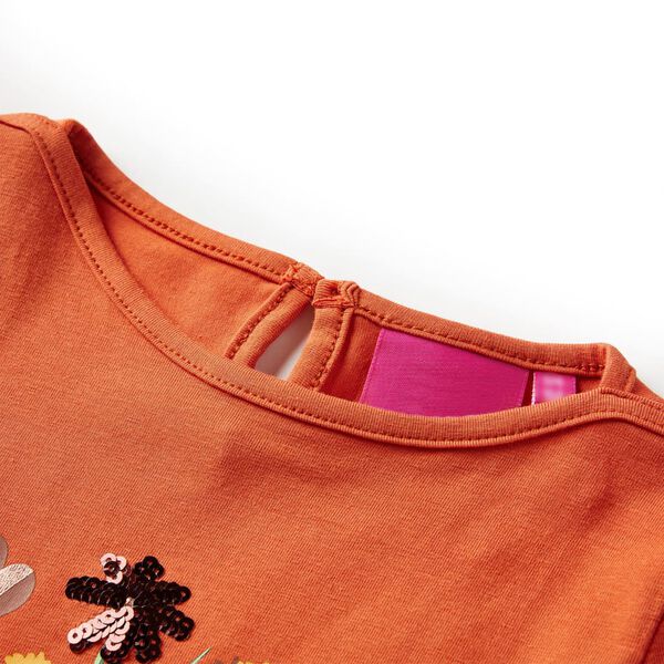 Camiseta infantil de manga larga naranja tostado 92