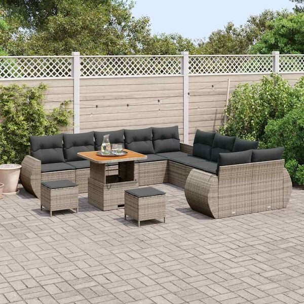 vidaXL Conjunto de sofás de jardín 13 pcs Gris ratán sintético