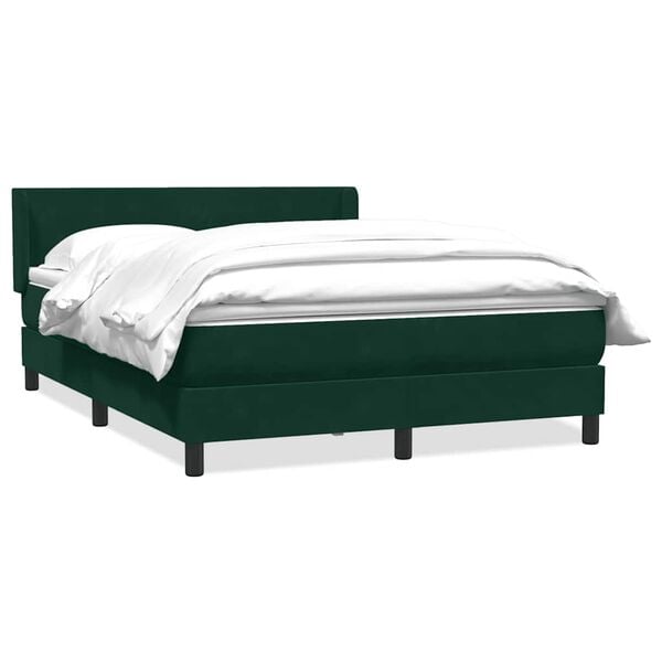 vidaXL Cama box spring con colch&oacute;n terciopelo verde oscuro 160x220 cm