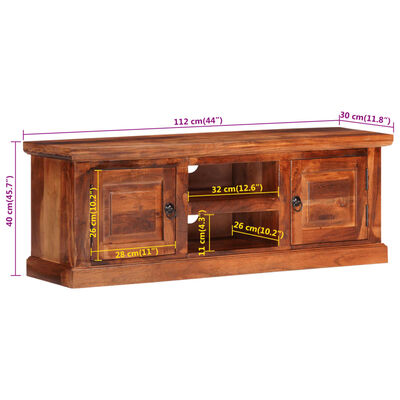 vidaXL Mueble de TV con puertas madera maciza de acacia 112x30x40 cm