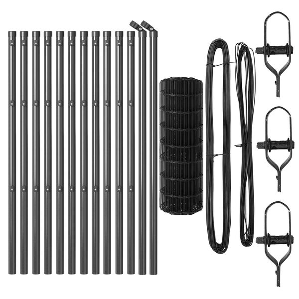 vidaXL Valla con Poste Gris 0,6 x 25 m Acero y PVC