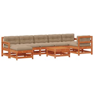 vidaXL Conjunto de Sof&aacute;s de Jard&iacute;n 8 uds. Marr&oacute;n Cera
