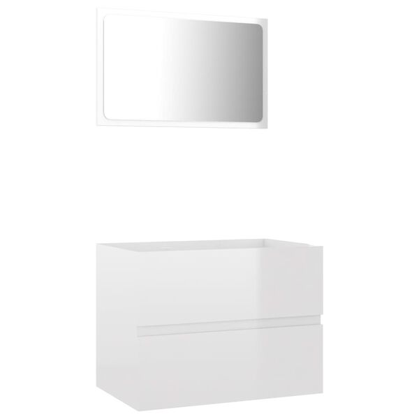 vidaXL Set muebles de baño 2 piezas madera contrachapada blanco brillo