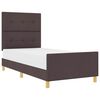 vidaXL Estructura de cama con cabecera Marr&oacute;n oscuro 90 x 200 cm tela