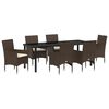 vidaXL Conjunto de Comedor de Jard&iacute;n 7 pcs Marr&oacute;n rat&aacute;n sint&eacute;tico