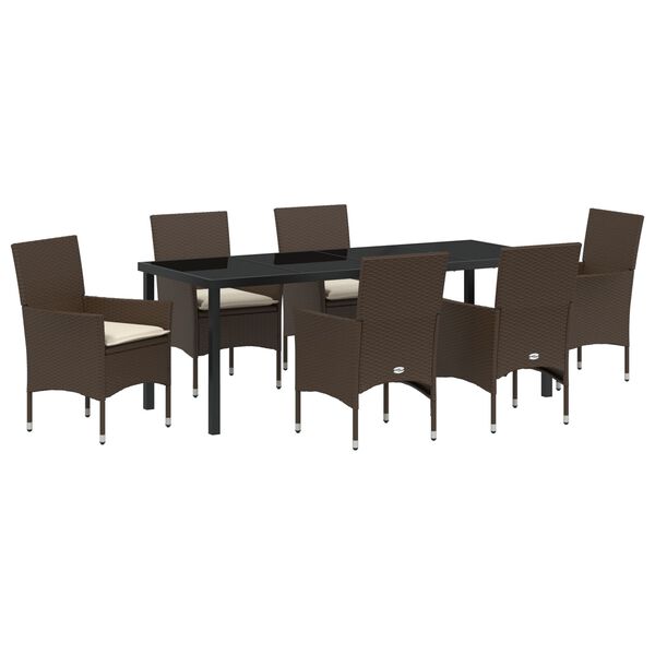 vidaXL Conjunto de Comedor de Jard&iacute;n 7 pcs Marr&oacute;n rat&aacute;n sint&eacute;tico