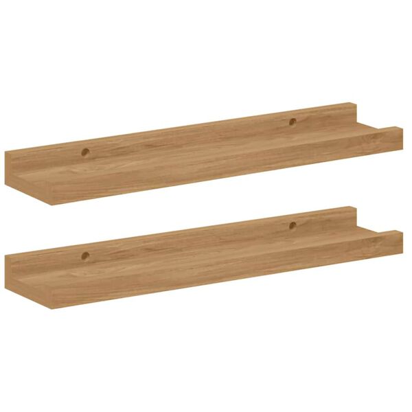 vidaXL Estante de pared con estante 2 pcs Marr&oacute;n 40 x 9 x 3 cm