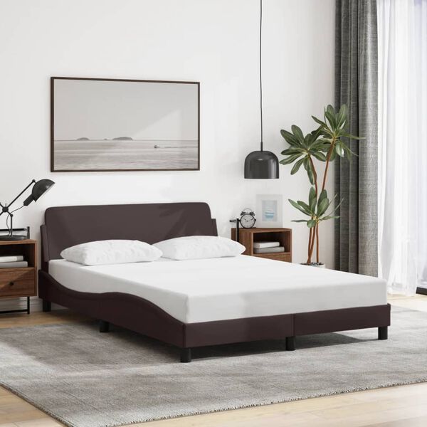 vidaXL Estructura de cama Dover tela marr&oacute;n oscuro 140x200 cm