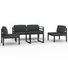 vidaXL Set muebles de jard&iacute;n 5 pzas y cojines aluminio gris antracita