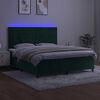 vidaXL Cama box spring colch&oacute;n y LED terciopelo verde oscuro 180x200cm