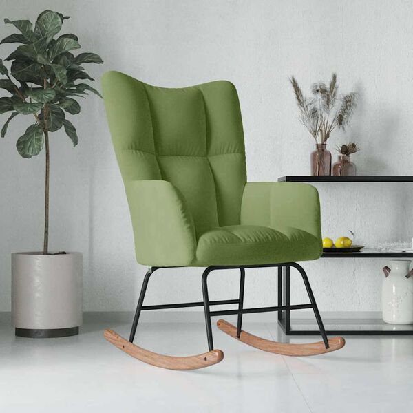 vidaXL Silla mecedora de terciopelo verde claro