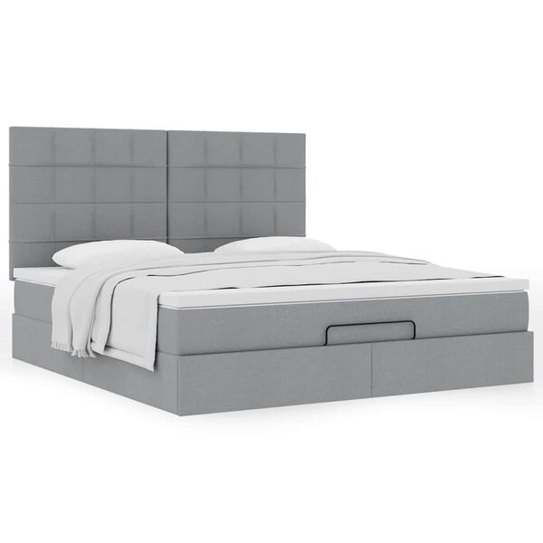 vidaXL Estructura de cama otomana colch&oacute;n tela gris claro 180x200cm