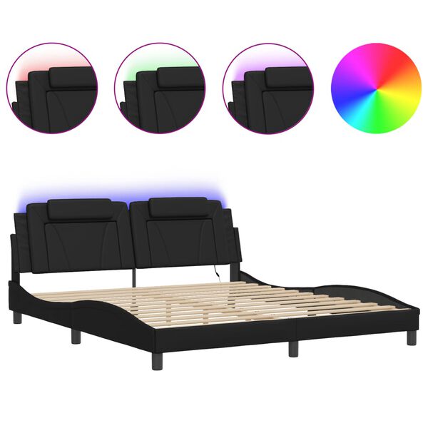 vidaXL Estructura de cama Viana con LED sin colch&oacute;n negro 180x200cm