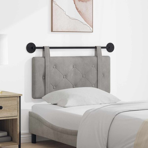 vidaXL Cabecera Colgante Gris Claro 100 x 55 x 5 cm Terciopelo