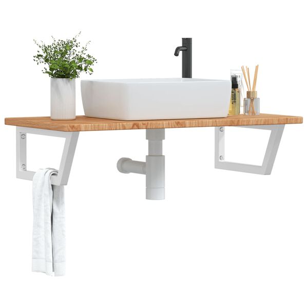 vidaXL Estante de lavabo de pared de acero y madera maciza de roble