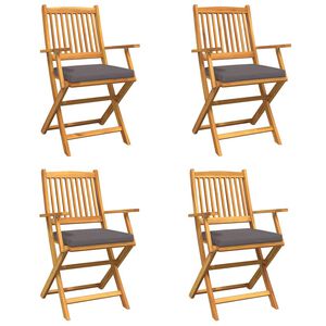vidaXL Silla Plegable 4 uds. Gris Madera maciza de Acacia