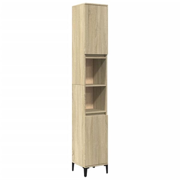 vidaXL Armario de ba&ntilde;o madera contrachapada roble Sonoma 30x30x190 cm