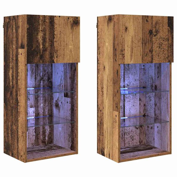 vidaXL Gabinetes para TV Montados en la Pared 2 pcs Madera vieja