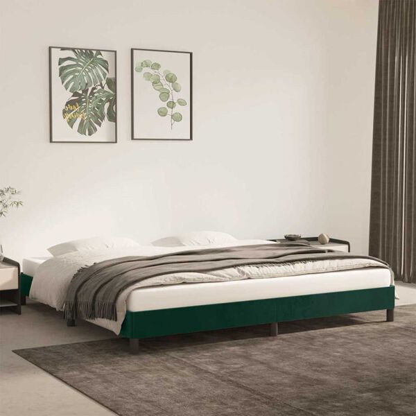 vidaXL Estructura cama sin colch&oacute;n terciopelo verde oscuro 200x200 cm