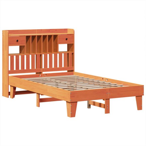 vidaXL Estructura de cama sin colch&oacute;n madera maciza marr&oacute;n 120x190 cm
