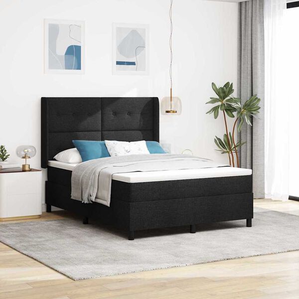 vidaXL Cama tipo Box Spring con colch&oacute;n Negro 160 x 200 cm tela