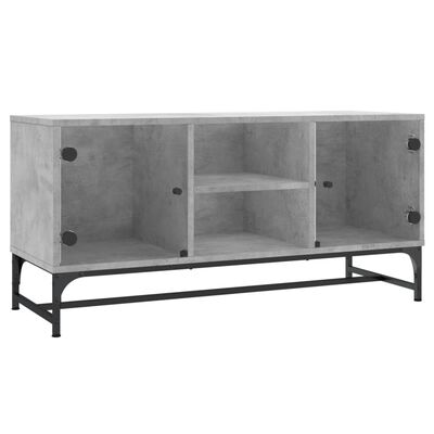 vidaXL Mueble de TV con puertas de vidrio gris hormigón 102x37x50 cm