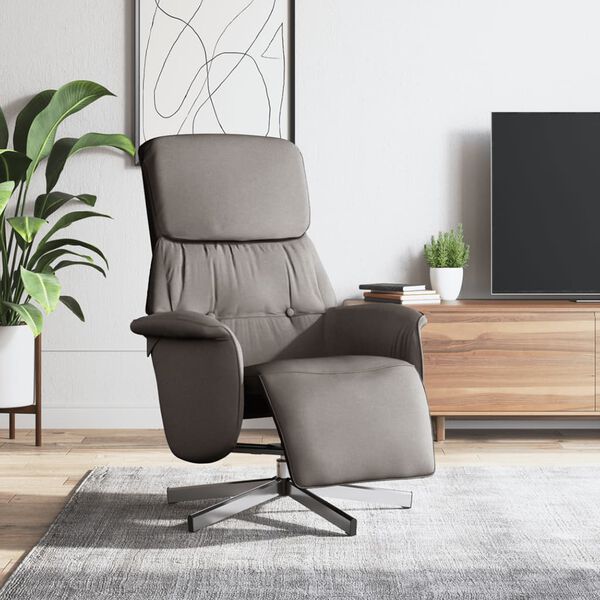 vidaXL Sill&oacute;n reclinable con reposapi&eacute;s tela gris taupe