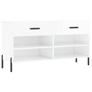 vidaXL Zapatero madera de ingenier&iacute;a blanco brillo 102x35x55 cm