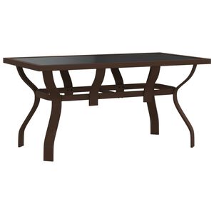 vidaXL Mesa de jard&iacute;n acero y vidrio marr&oacute;n y negro 140x70x70 cm