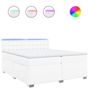 vidaXL Cama box spring con colch&oacute;n cuero sint&eacute;tico blanco 200x200 cm
