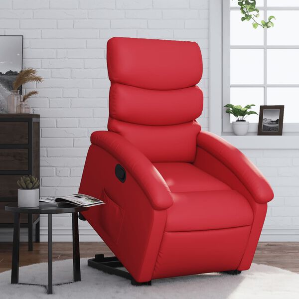 vidaXL Sill&oacute;n reclinable elevable cuero artificial rojo