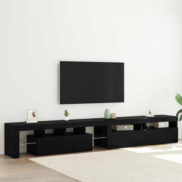 vidaXL Gabinete de TV 3 pcs Roble Negro 260 x 37 x 40 cm