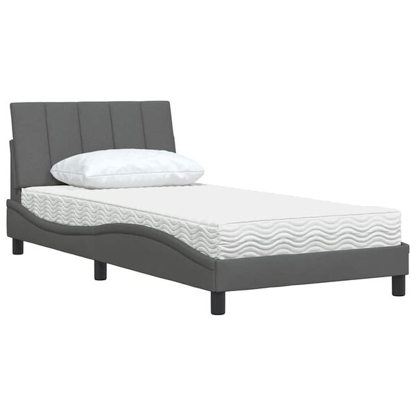 vidaXL Cama con colch&oacute;n Hanko tela gris oscuro 100x200 cm