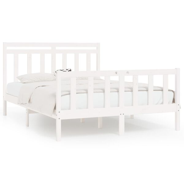 vidaXL Estructura de cama madera maciza de pino blanca 150x200 cm