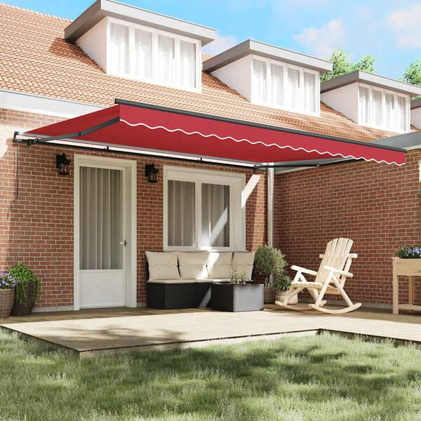 vidaXL Toldo Retr&aacute;ctil Manual Rojo 450 x 350 cm Poli&eacute;ster y Acero