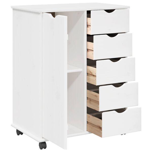 vidaXL Gabinete rodante 63,5 x 39 x 79 cm Madera de Pino Macizo
