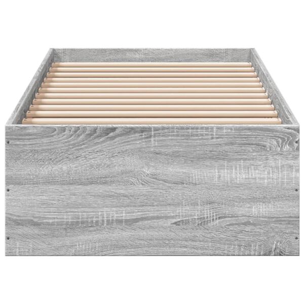 vidaXL Estructura de cama madera de ingenier&iacute;a gris Sonoma 75x190 cm