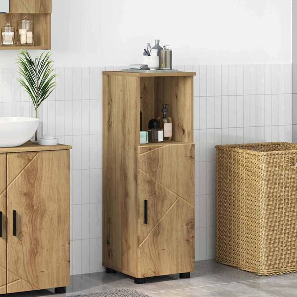 vidaXL Gabinete de Ba&ntilde;o con puerta Roble artesanal 30 x 35 x 95 cm