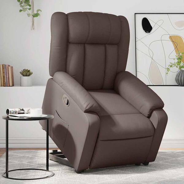 vidaXL Sill&oacute;n reclinable elevable cuero sint&eacute;tico marr&oacute;n