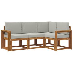 vidaXL Conjunto de sof&aacute;s de exterior 4 pcs Gris Natural y Claro