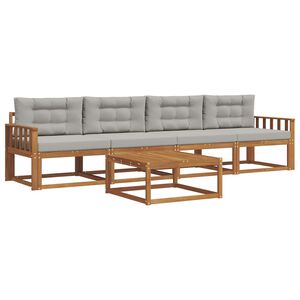 vidaXL Conjunto de sof&aacute;s de exterior 5 pcs Gris Natural y Claro