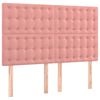 vidaXL Cama box spring colch&oacute;n y LED terciopelo rosa 140x190 cm