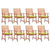 vidaXL Sillas comedor de jard&iacute;n y cojines 8 uds madera maciza acacia